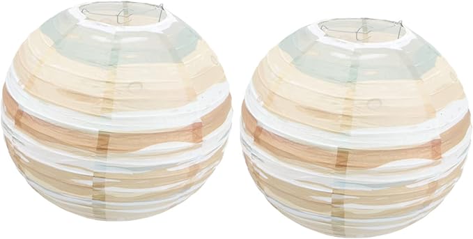 2Pcs Green Paper Hanging Lanterns Chocolate Color Party Decorations Lights - Image 1