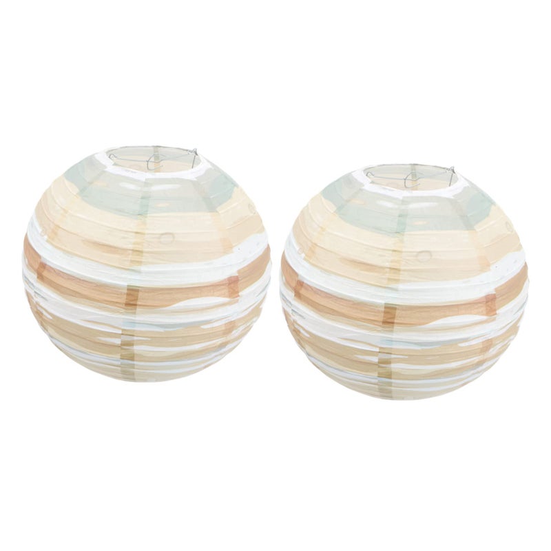 2Pcs Green Paper Hanging Lanterns Chocolate Color Party Decorations Lights - Image 2