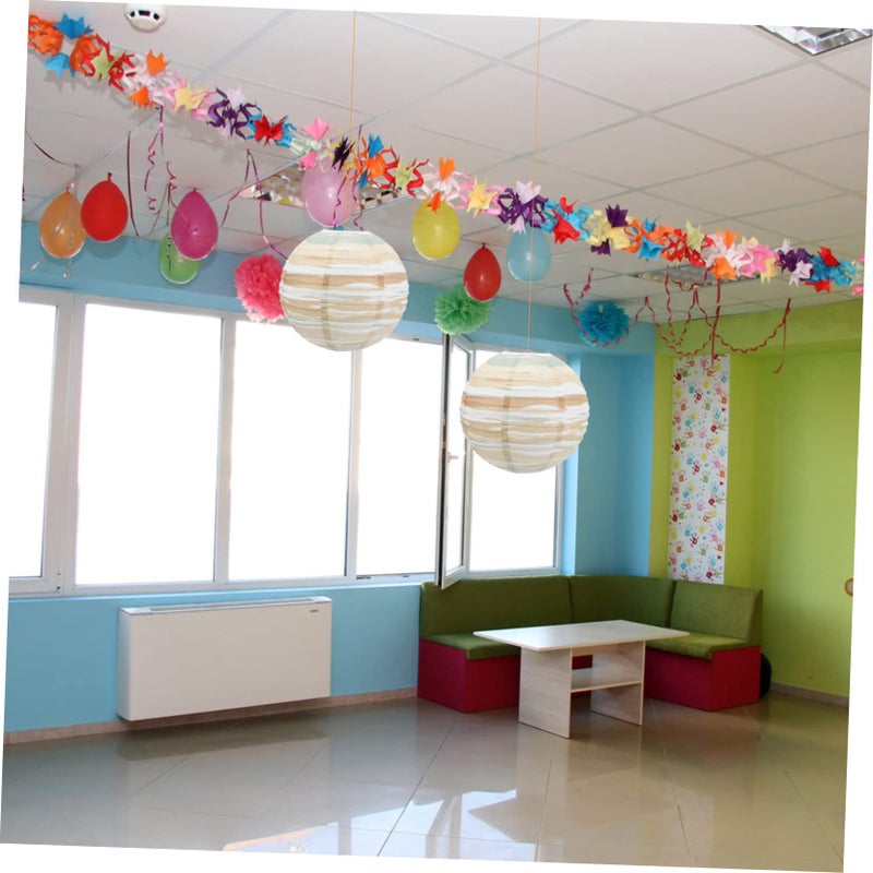 2Pcs Green Paper Hanging Lanterns Chocolate Color Party Decorations Lights - Image 4