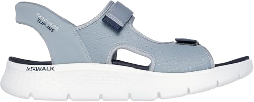 SKECHERS صندل سكيشرز للرجال بتصميم سهل الارتداء بدون استخدام اليدين، رمادي/أزرق بحري، 7 - Image 4