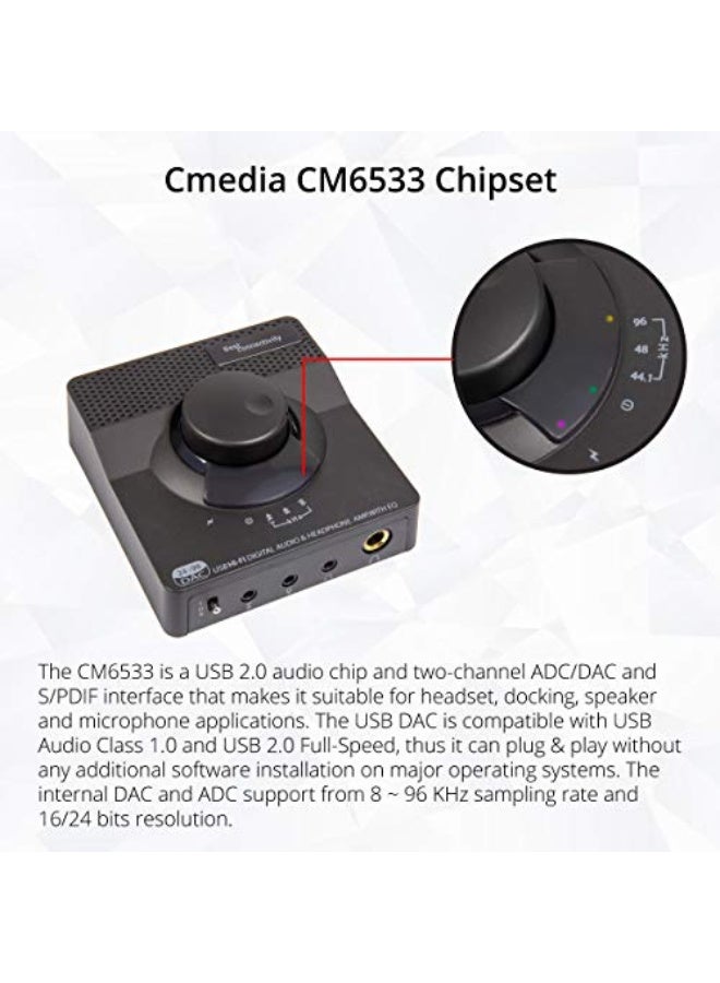 Syba Sonic 24bit 96KHz USB DAC Stereo Headphone Amplifier 2 Stage EQ Digital/Coaxial Output and RCA Output SD-DAC63116 - Image 3