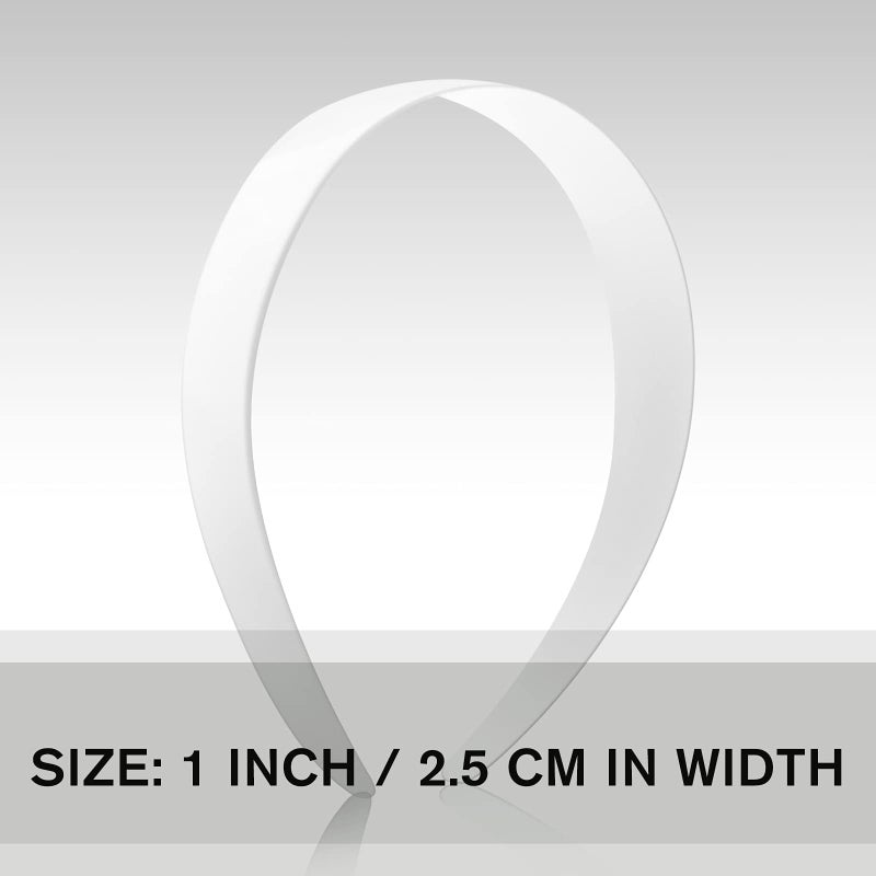 VOKOY 12 PCS White Plastic Headbands, 1 Inch Wide No Teeth Hair Bands for Girls & Women, Blank DIY Plain Headbands for Crafts - Image 2