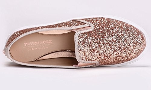 FEVERSOLE Women's Fashion Slip-On Sneaker Casual Flat Loafers Rose Gold Size 8.5 M US - Image 4