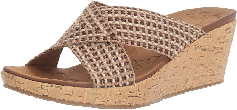 Skechers Women's Beverlee-Delighted Wedge Sandal, Natural, 8 M US - Image 1