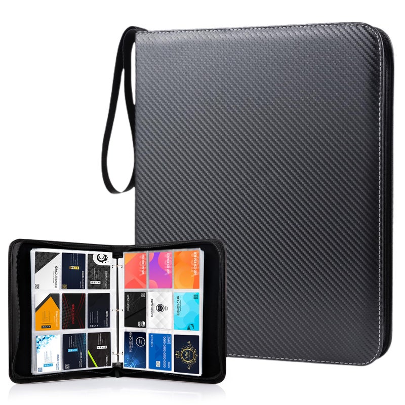 Wot I Trading Card Binder  900 Pockets Collection Card Binder Sleeves With Polyester Fabric Cover&Zipper  Double Sided Pockets Card Holder Carry Card Case For Standard Size Cards - Green - Image 1