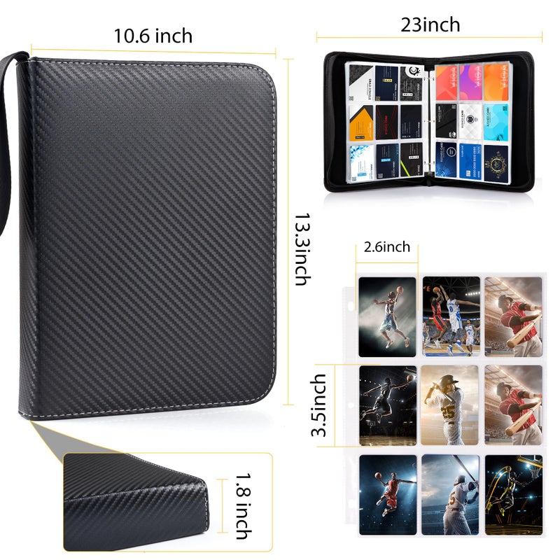 Wot I Trading Card Binder  900 Pockets Collection Card Binder Sleeves With Polyester Fabric Cover&Zipper  Double Sided Pockets Card Holder Carry Card Case For Standard Size Cards - Green - Image 5