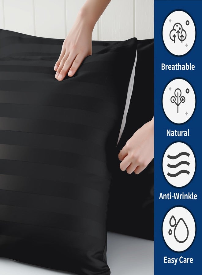 Zaizaihome Pillow Cases King Size, 100% Egyptian Cotton Pillow Protectors with Zipper, 400 Thread Count Sateen Weave Black Pillowcases King Size Set of 2, Premium Quality Pillow Covers for Home/Hotel - Image 2