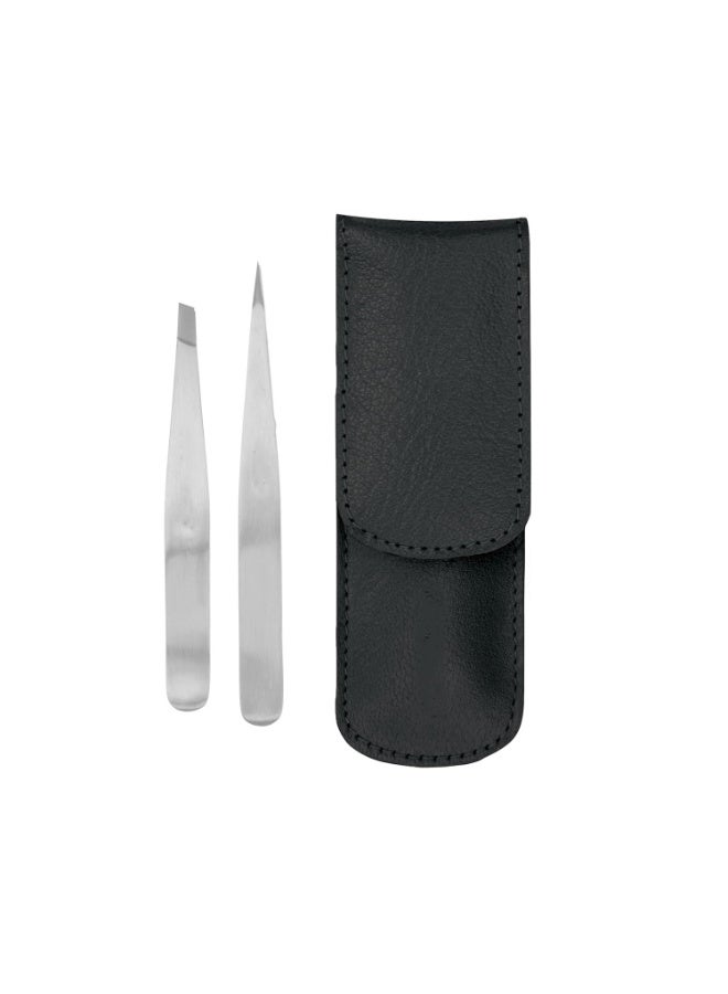 مجموعة ملقط صغير مع حقيبة سفر - ملقط مدبب ومائل، ملاقيط للسفر (حقيبة سوداء) - Image 1