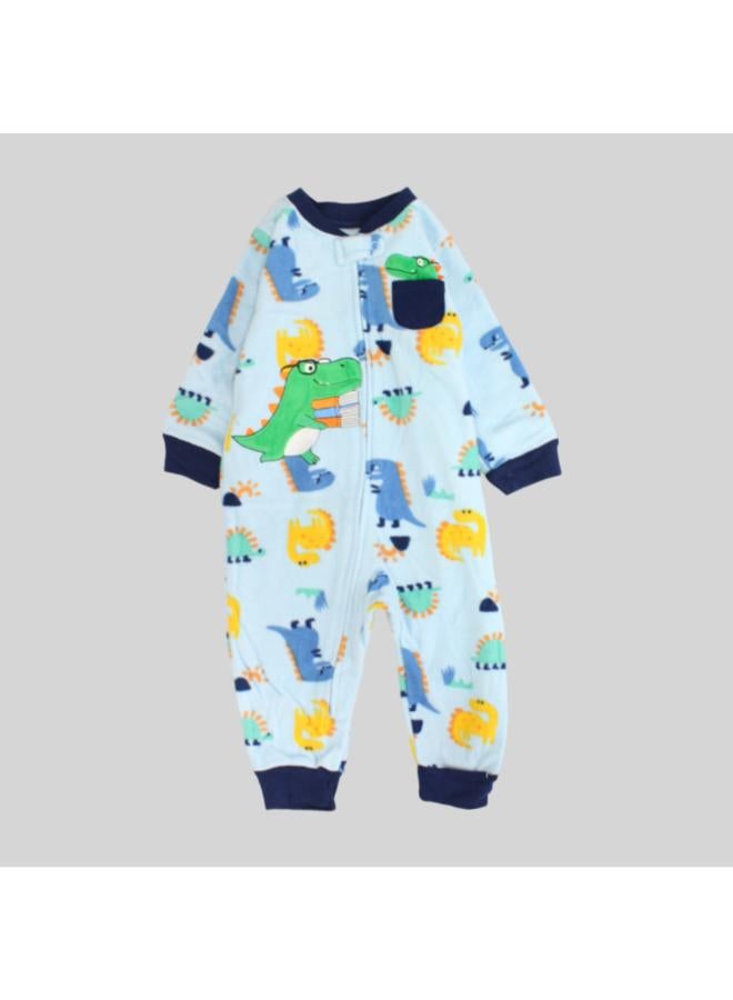 Colorful Dinos Long-Sleeved Footless Onesie - Image 1