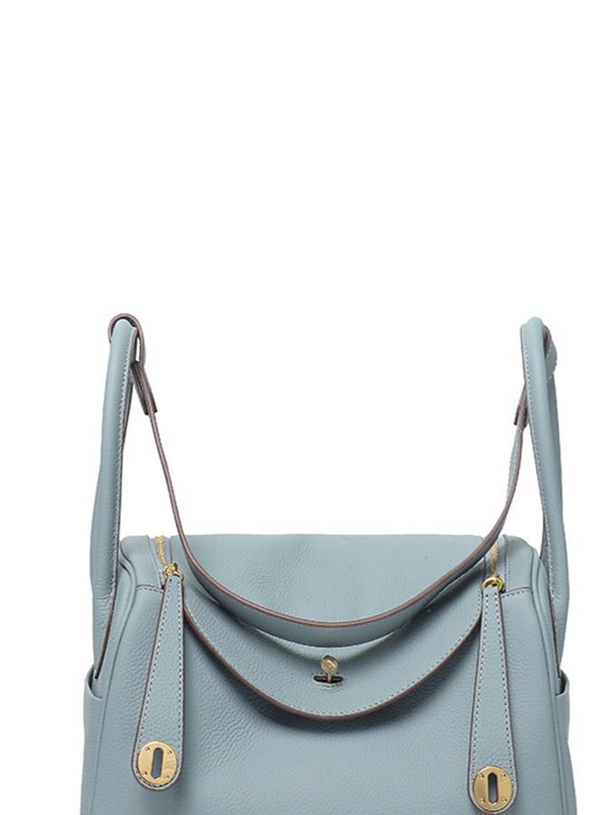 Loquat Leather One-Shoulder Portable Pillow Bag Flax Blue  - Image 2