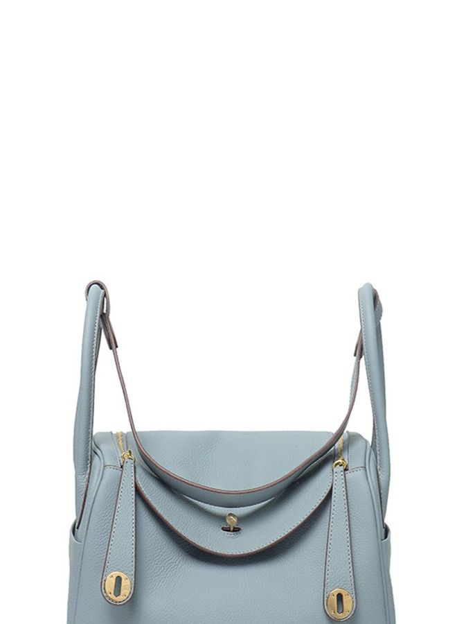 Loquat Leather One-Shoulder Portable Pillow Bag Flax Blue  - Image 4