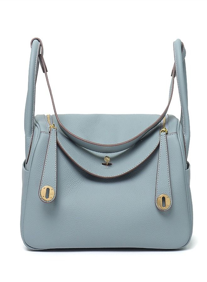 Loquat Leather One-Shoulder Portable Pillow Bag Flax Blue  - Image 1