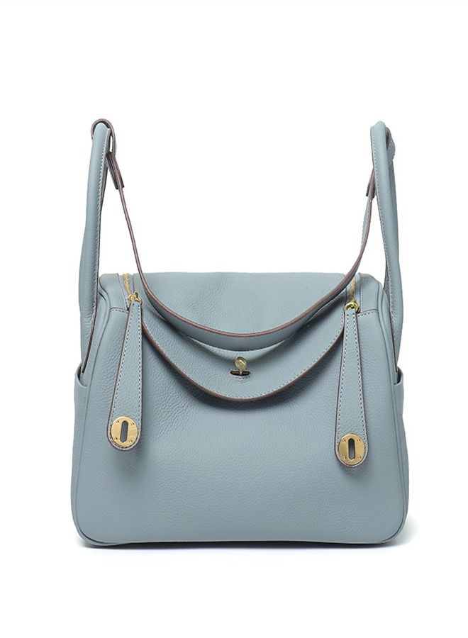 Loquat Leather One-Shoulder Portable Pillow Bag Flax Blue  - Image 3