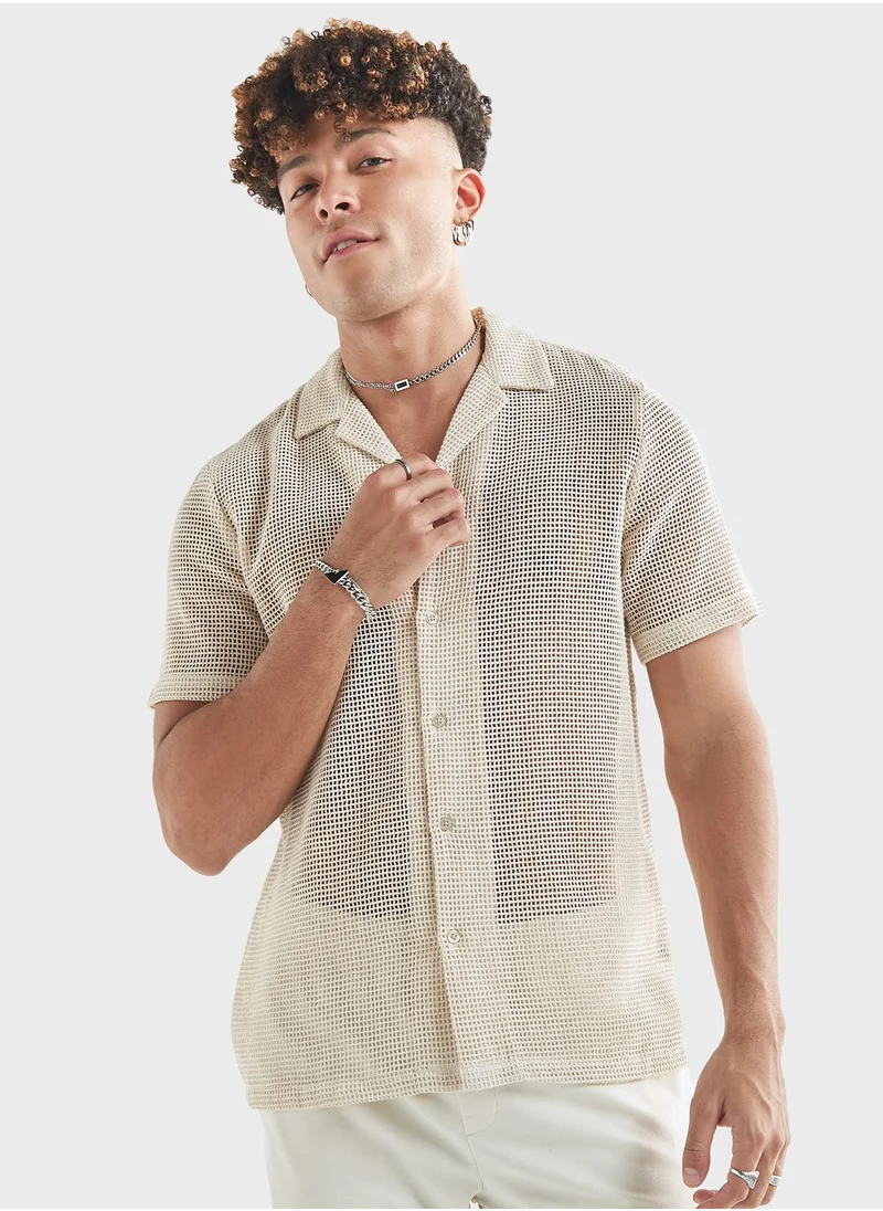 فاف Mesh Detail Regular Fit Shirt