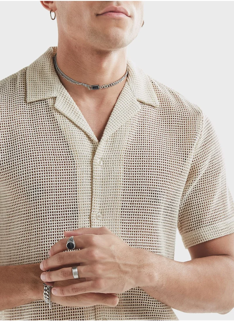 فاف Mesh Detail Regular Fit Shirt
