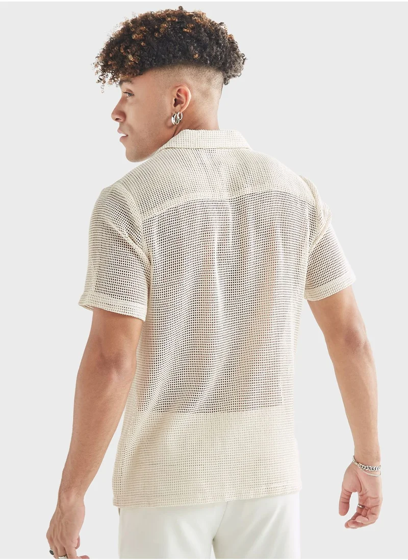 فاف Mesh Detail Regular Fit Shirt