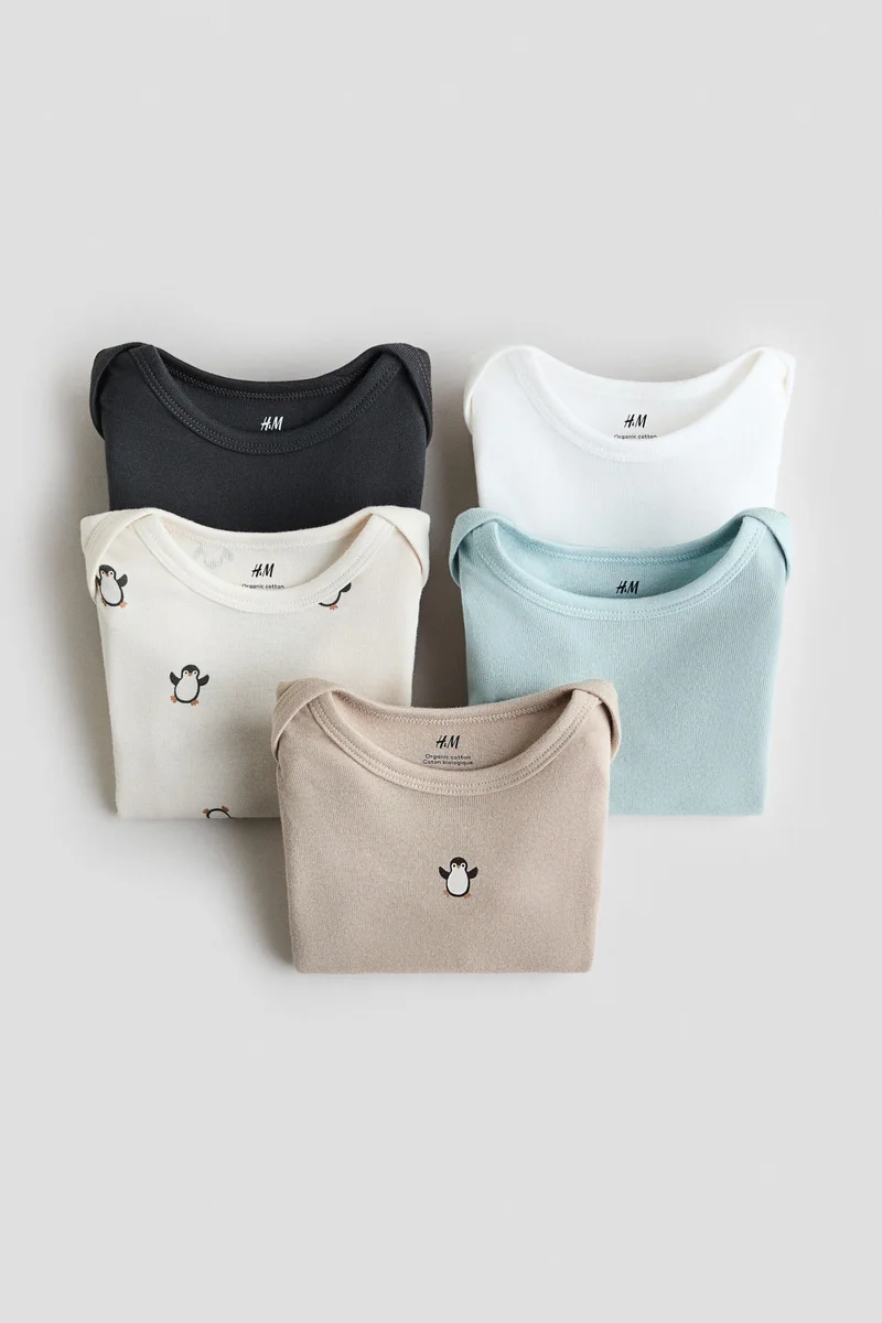 اتش اند ام بودي سوت بأكمام طويلة - عبوة من 5 قطع