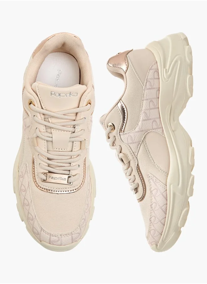 Paprika Women Panelled Lace-Up Sneakers