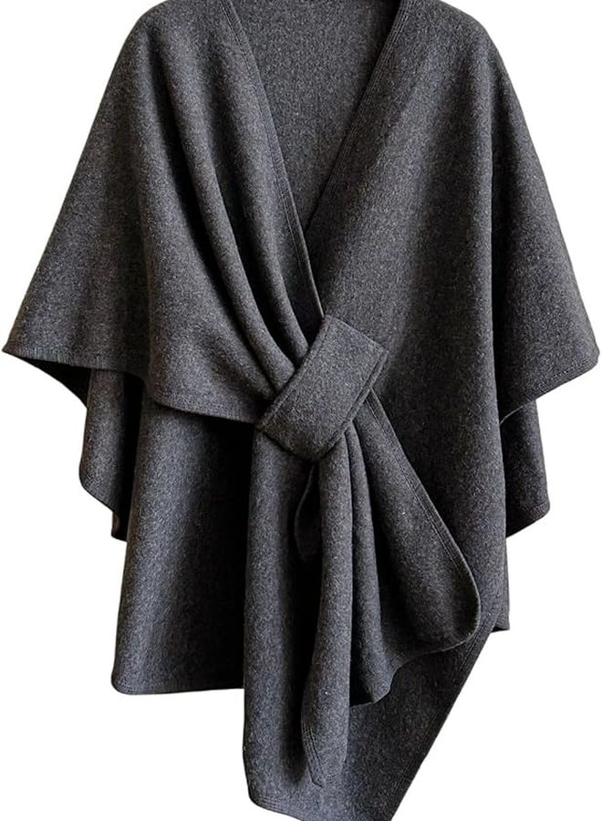 Dark Grey Lightweight Faux Wool Scarf Shawl Wrap For Winter Autumn Outdoor Travel Unisex - Image 1