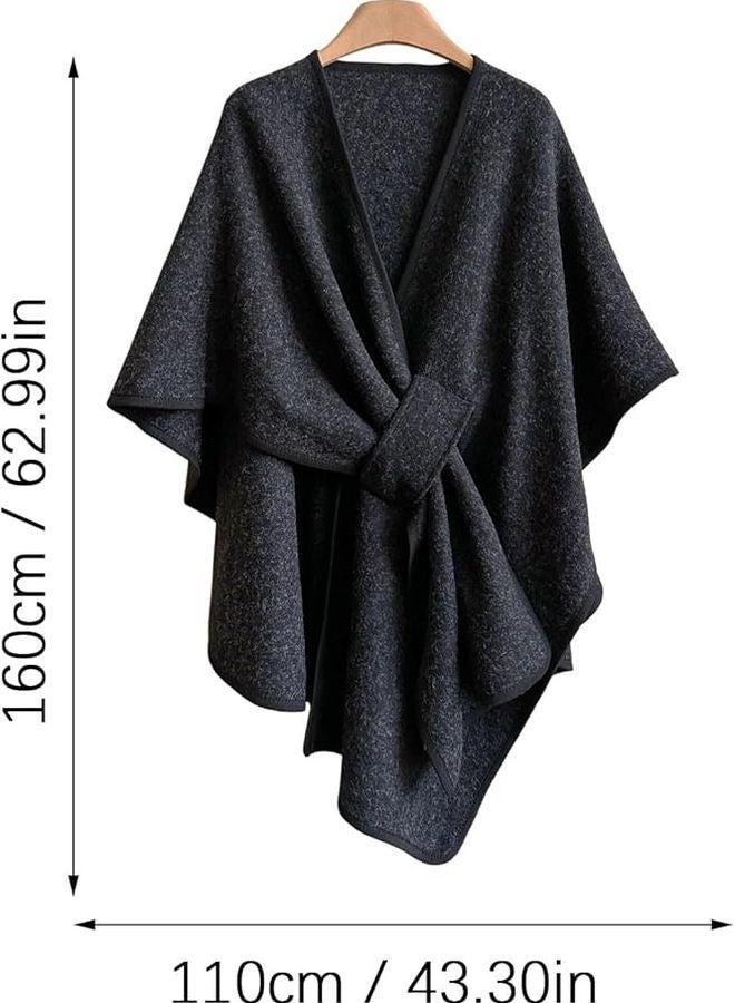 Dark Grey Lightweight Faux Wool Scarf Shawl Wrap For Winter Autumn Outdoor Travel Unisex - Image 4