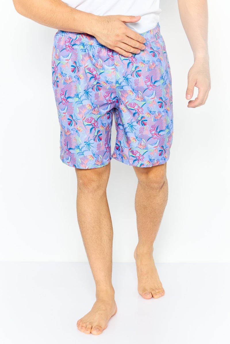 Tailorbyrd Men Allover Print Drawstring Board Shorts, Multicolor - Image 1