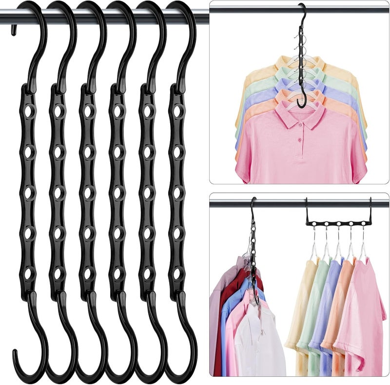 HOUSE DAY Closet Organizers and Storage 6 Pack, College Dorm Room Essentials, Multifunctional Organizer Magic Space Saving Hangers with 5 Holes, Storage Organization for Wardrobe Closet - Image 1