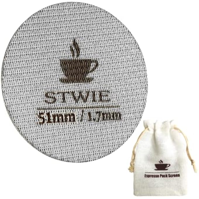 STWIE Espresso Puck Screen Strainer 100m Espresso Filter 316 Stainless Steel Reusable Espresso Machine Accessories Compatible With Breville Portafilter Basket 51Mm Barista Coffee Filter Helps Screen C
