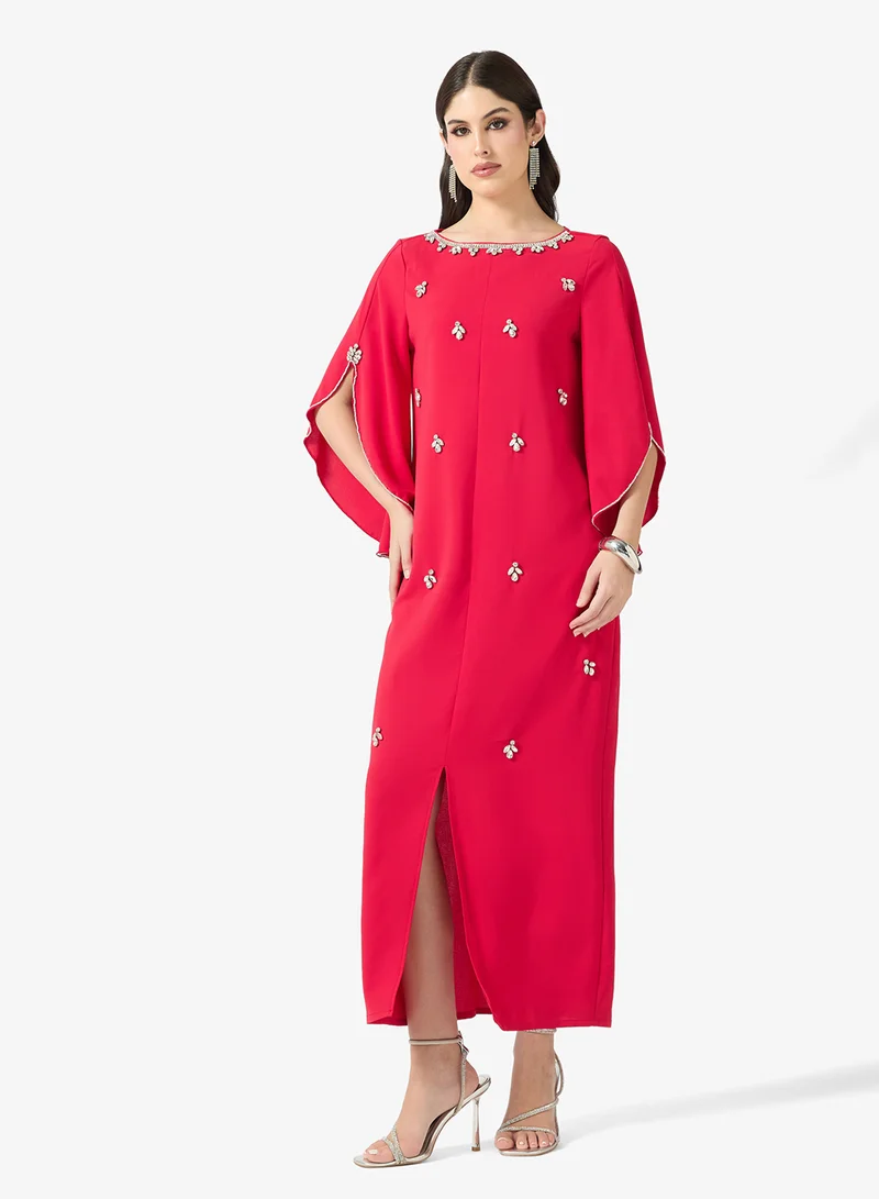 Khizana Slit Sleeve Dress With Dainty Embellishment