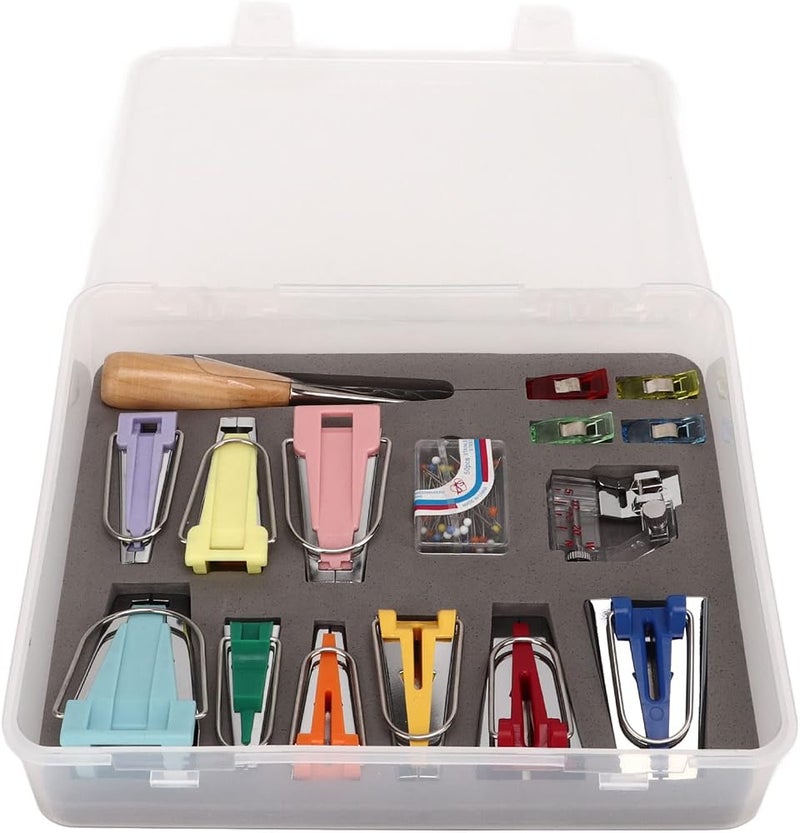 MXGZ Bias Tape Maker Kit, 9 Sizes Bias Tape Maker with 4Pcs Sewing Clips, Awl, Snap on Binding Foot, Ball Point Pins, Bias Tape Maker Machine for Fabric Sewing and Quilting - Image 1