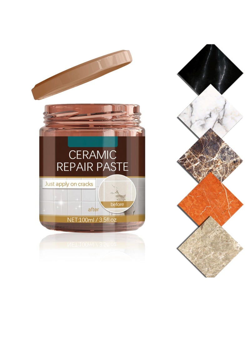 Generic - Ceramic Tile Repair Paste, 100ml Porcelain Repair Kit, Bathtub Repair Paste, Enamel Fiberglass Porcelain Acrylic Repair Cream, Tile Tub Sink and Shower Repair Paste for Scratches Holes Cracks - Image 1