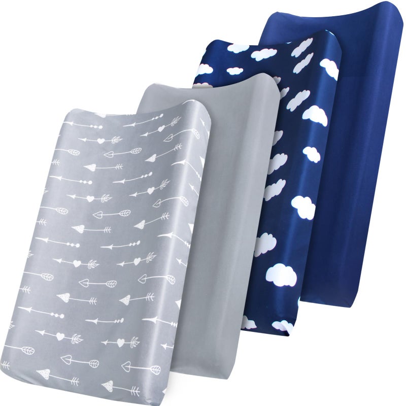 Biloban Changing Pad Cover, Diaper Changing Pad Covers 4 Pack, Fitted Baby Changing Table Sheets for 32''Ã—16'' Change Table Pad, Cradle & Bassinet Sheets for Boys & Girls, Soft & Breathable - Image 1