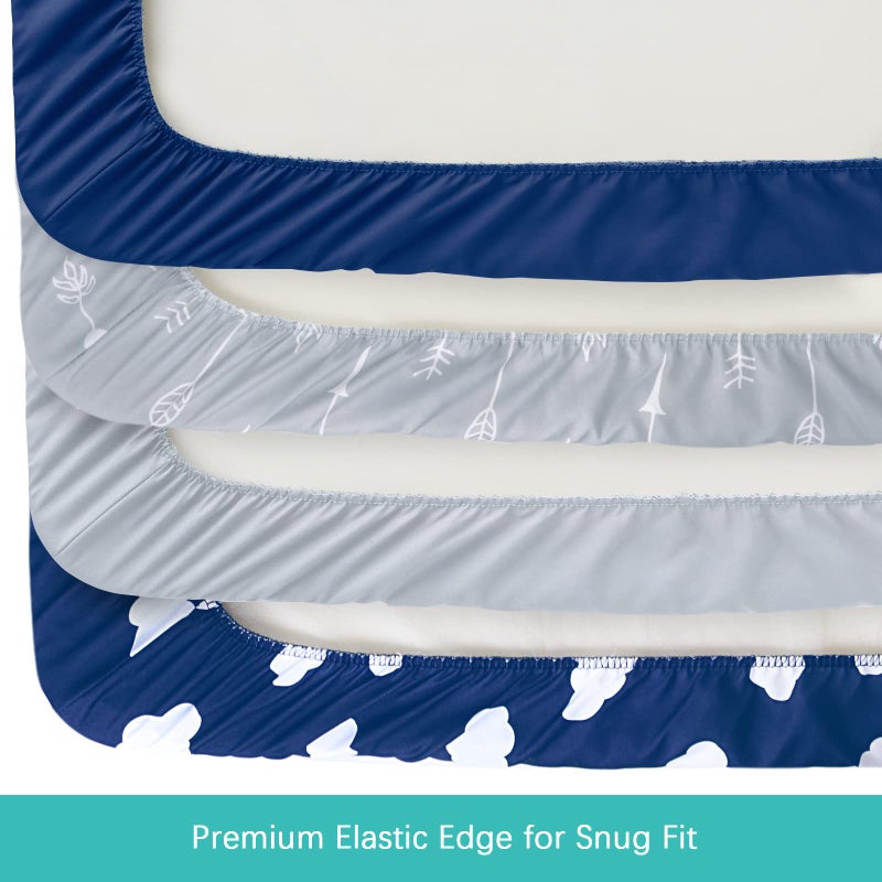 Biloban Changing Pad Cover, Diaper Changing Pad Covers 4 Pack, Fitted Baby Changing Table Sheets for 32''Ã—16'' Change Table Pad, Cradle & Bassinet Sheets for Boys & Girls, Soft & Breathable - Image 3