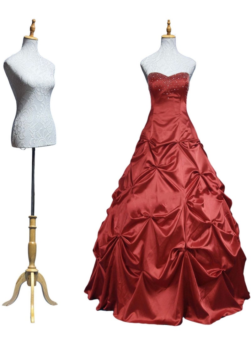 ORTUK 190cm Display Female Mannequin Torso Body Dress Forms with Adjustable Height, Women Sewing Manikin Body Mannequin Stand, Half Body Mannequin for Display Wooden Tripod Stand, Head, Stainless Steel Tube - Image 2