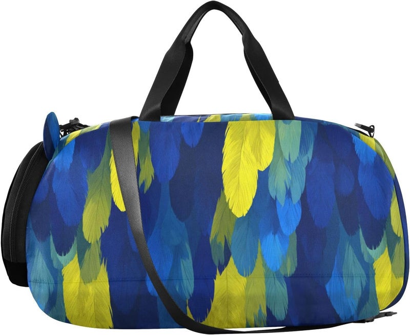 Animal Parrot Fur Print Navy Blue Kids Duffel Bag with Shoes Compartment Lightweight Travel Duffel Bag for Travel, Sports, Fitness & Workout - Image 2