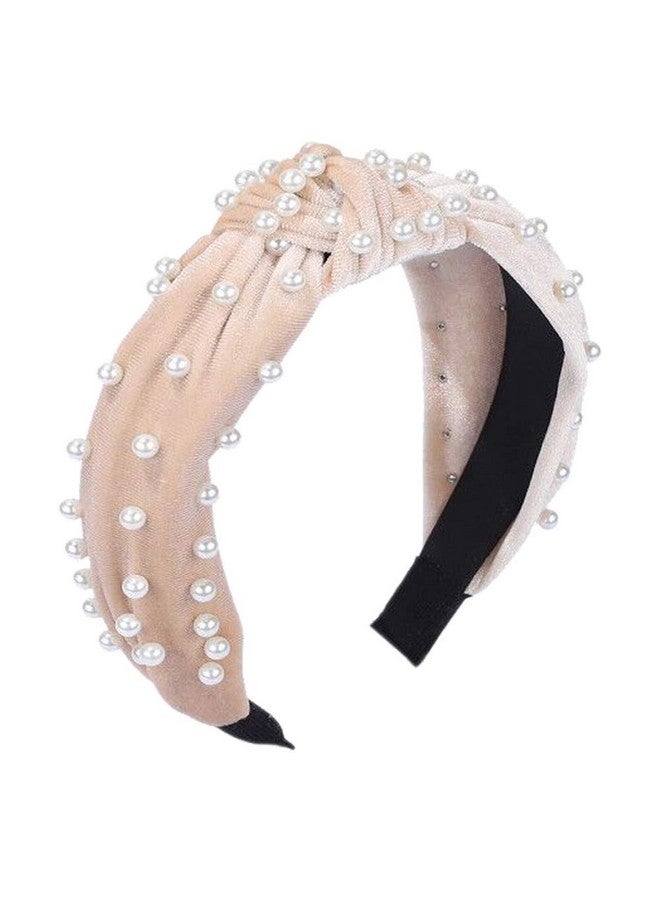 Etercycle 2Pcs Headbands For Women Bow Knotted Wide Headband Yoga Hair Band Fashion Elastic Hair Accessories For Women (Black Pearl Beige Pearl) - Image 4