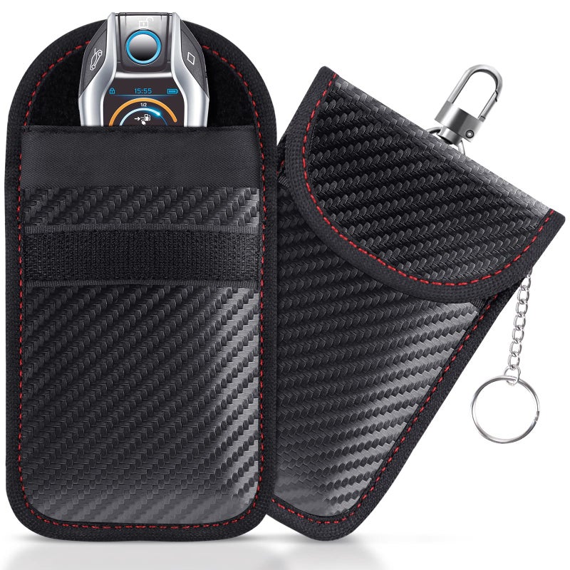 Lanpard Faraday Bag for Key Fob(2 Pack), Faraday Cage Protector, Car RFID Signal Blocking Key Fob Protector, Double-Layers of Shielding Carbon Fiber Material Anti-Theft Faraday Pouch - Image 1