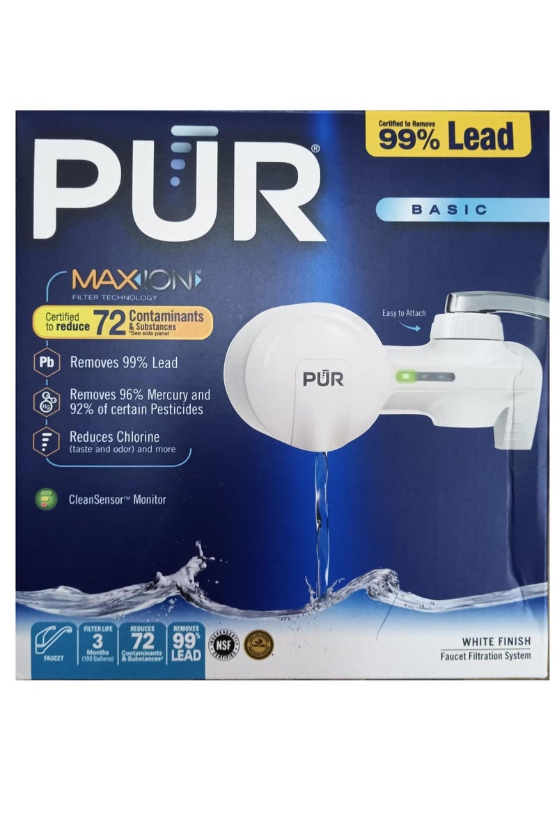 بور نظام ترشيح المياه PUR PLUS المُثبّت على الصنبور، رمادي معدني - حامل صنبور أفقي لمياه نقية ومنعشة، PFM350V - Image 1