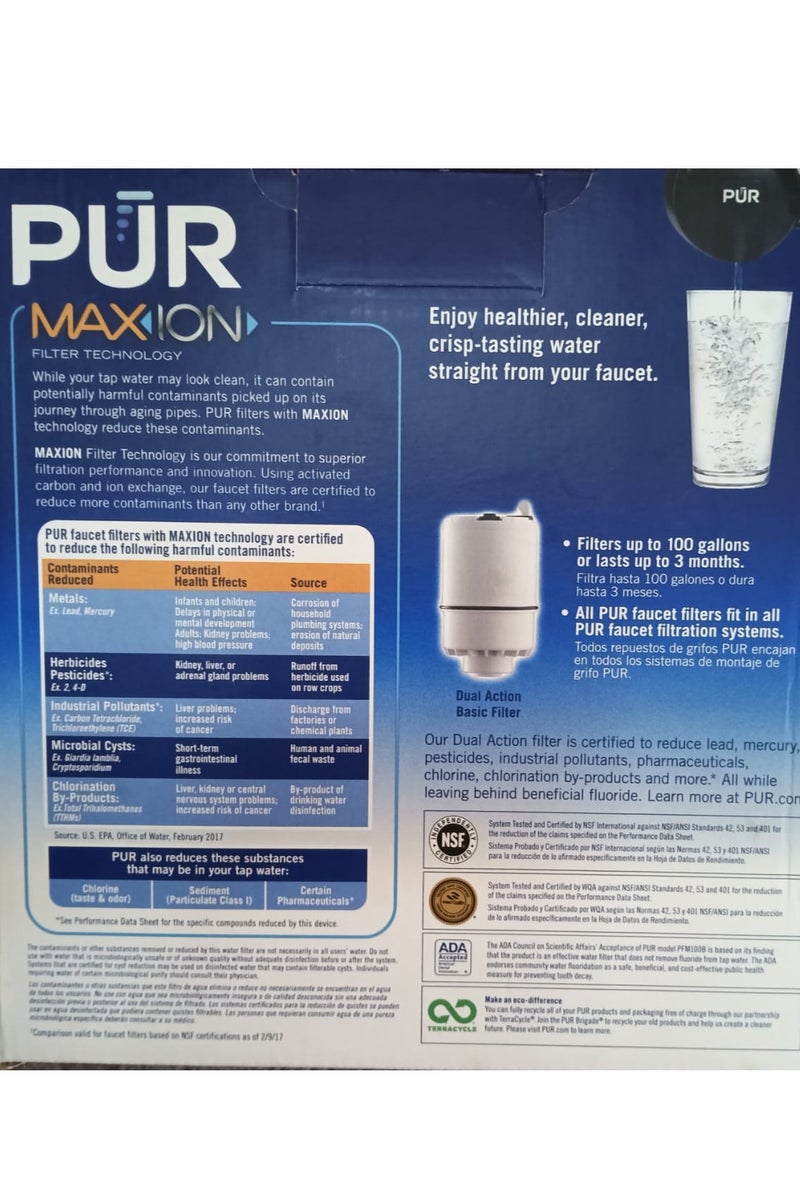 بور نظام ترشيح المياه PUR PLUS المُثبّت على الصنبور، رمادي معدني - حامل صنبور أفقي لمياه نقية ومنعشة، PFM350V - Image 5