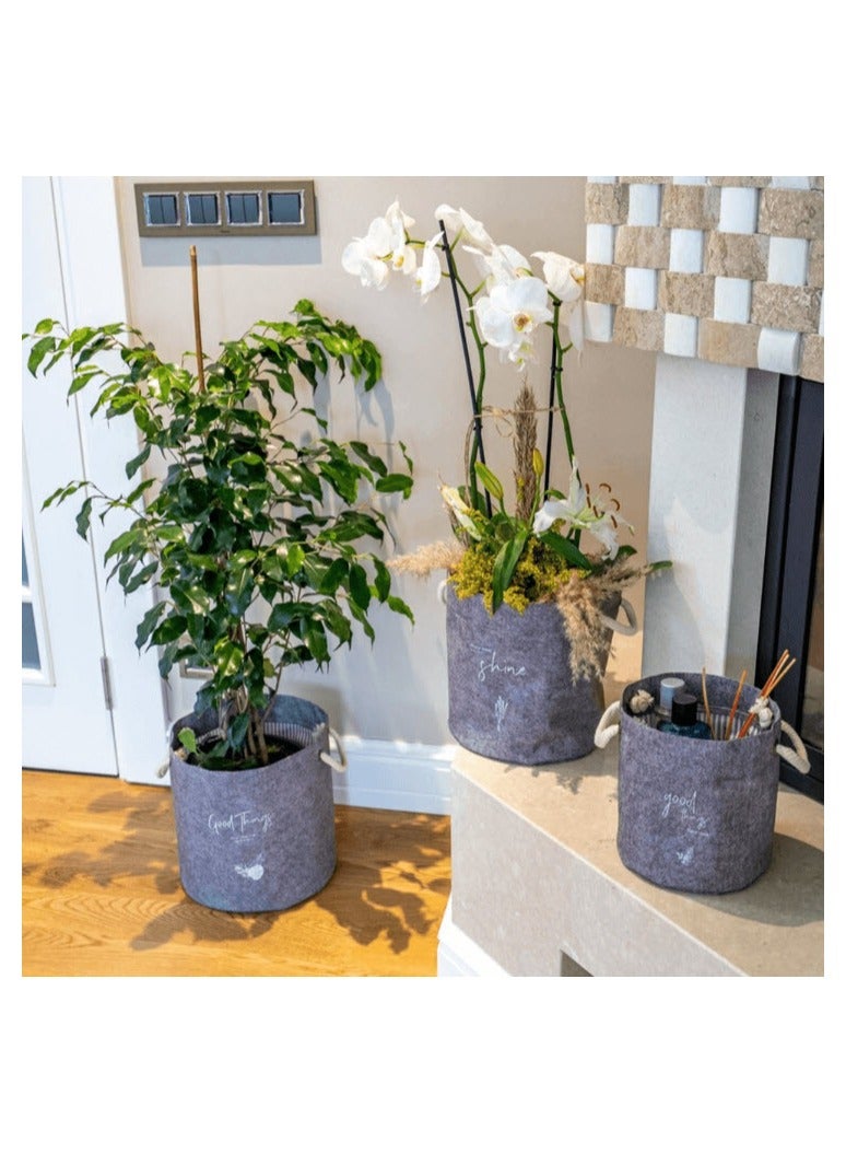 الاس هوم كوليكشن سلة مستديرة من اللبّاد الحجم 22x24سم - Image 2