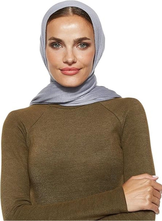 ELTRAZONE Soft Window Grey Jersey Stretch Shailah Hijab – Stylish Muslim Islamic Arab Scarf  - Image 1