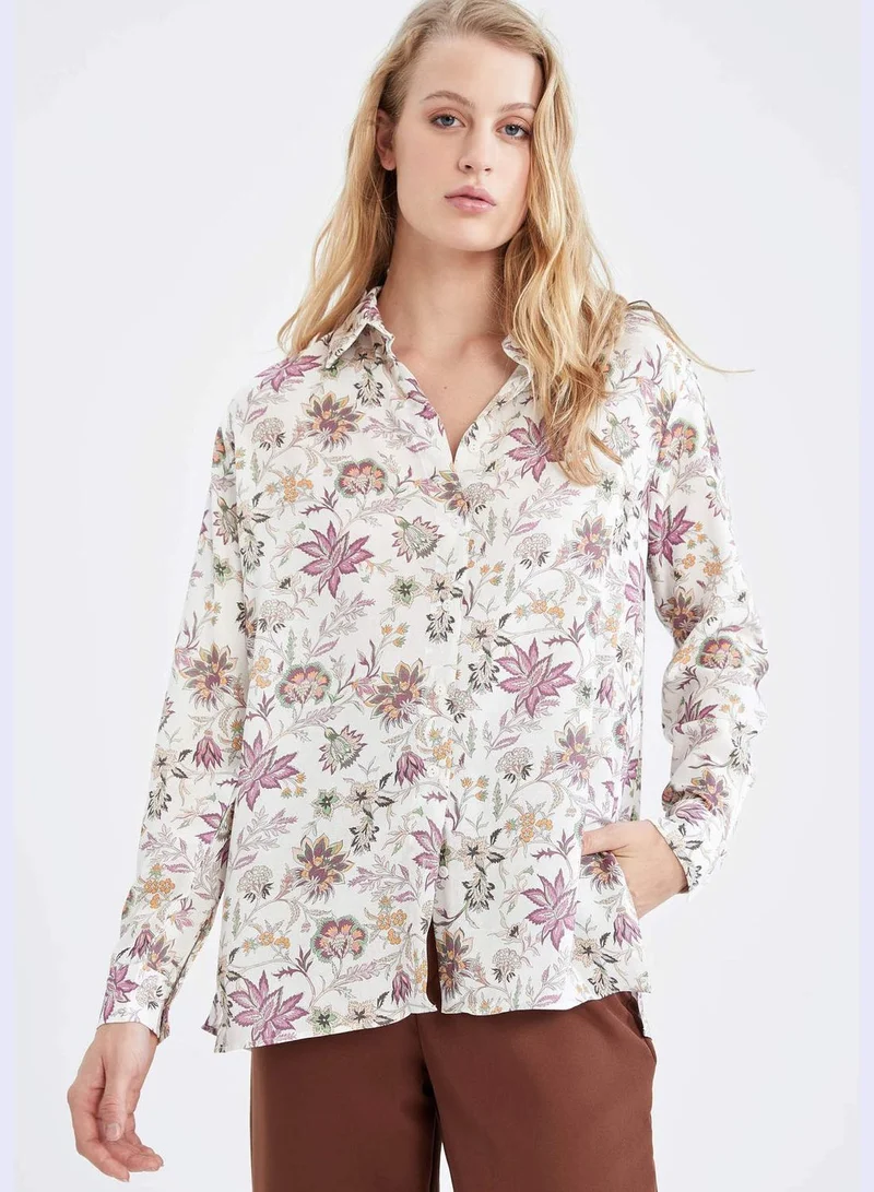 DeFacto Oversize Fit Long Sleeve Leopard Print Shirt
