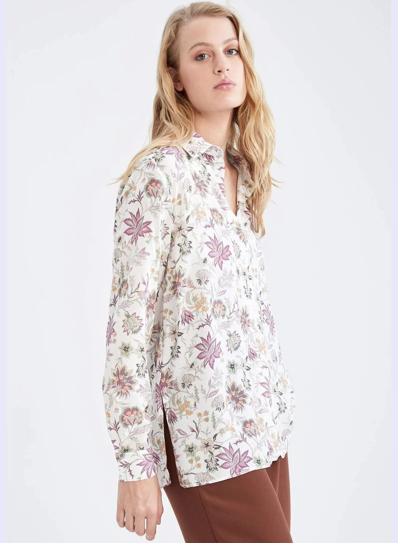 DeFacto Oversize Fit Long Sleeve Leopard Print Shirt