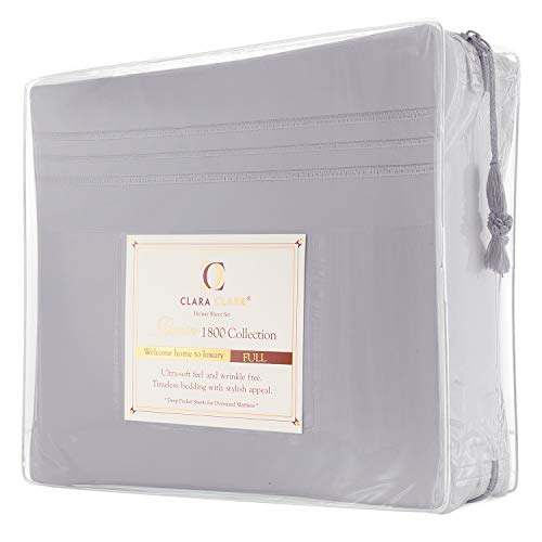 Clara Clark Bed Sheets, Premier 1800 Series 4 Piece Bed Sheet Set, Deep Pocket, Wrinkle, Fade, Stain Resistant, Luxury Soft Bedding Sheets & Pillowcases, Queen, Silver Gray - Image 4