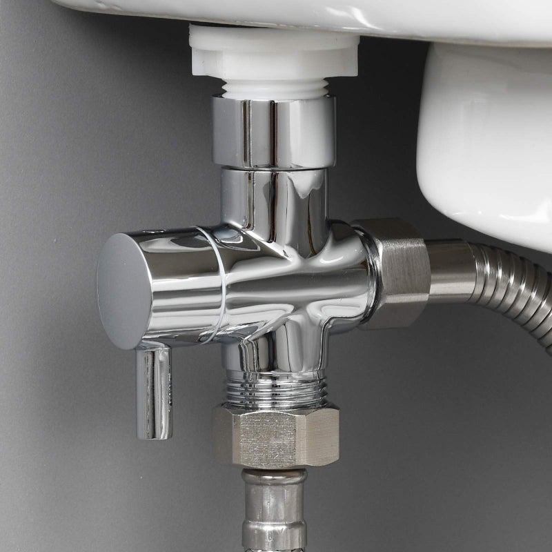 Ciencia Metal T-adapter with Shut-off T Valve, 7/8 or 15/16 and G1/2 3-way Water Tee Connector,for Handheld Toilet Bidet Spray Bathroom,Chrome, DSF006 - Image 2