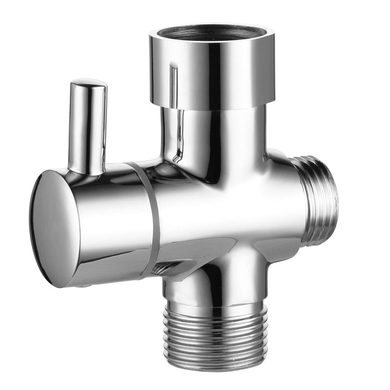 Ciencia Metal T-adapter with Shut-off T Valve, 7/8 or 15/16 and G1/2 3-way Water Tee Connector,for Handheld Toilet Bidet Spray Bathroom,Chrome, DSF006 - Image 1