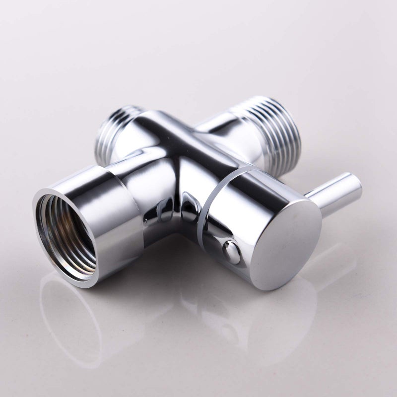 Ciencia Metal T-adapter with Shut-off T Valve, 7/8 or 15/16 and G1/2 3-way Water Tee Connector,for Handheld Toilet Bidet Spray Bathroom,Chrome, DSF006 - Image 5