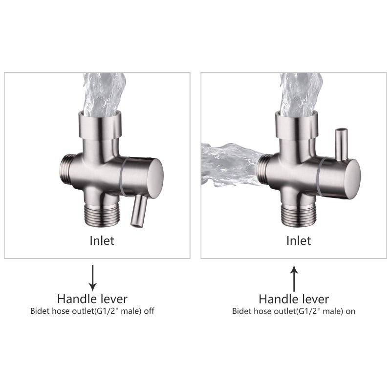 Ciencia Metal T-adapter with Shut-off T Valve, 7/8 or 15/16 and G1/2 3-way Water Tee Connector,for Handheld Toilet Bidet Spray Bathroom,Chrome, DSF006 - Image 4