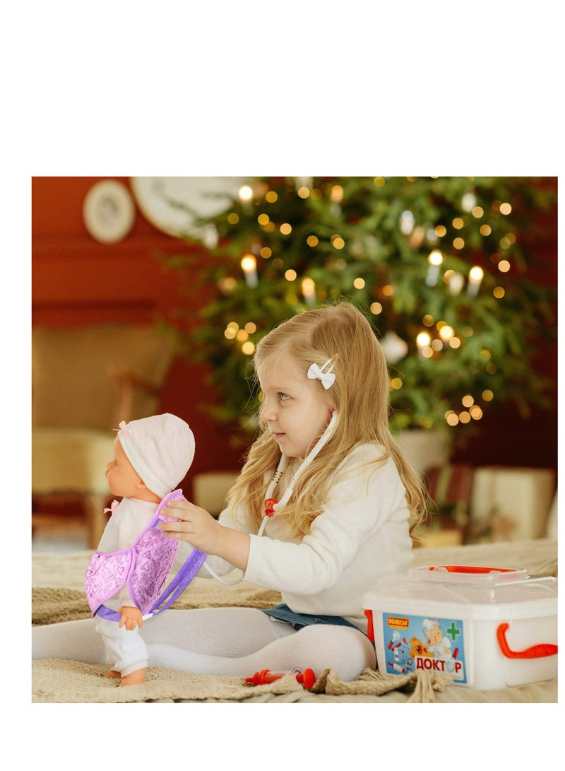 SYOSI 2 Pieces Baby Doll Carrier Backpacks Doll Portable Bags Doll Carrier Front Storage Bags with Straps Doll Accessories Fit for Dolls from 14 to 18 Inches (Geometry and Heart Style) - Image 5