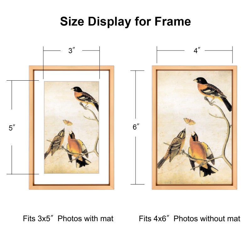 BKABOT 4x6 Picture Frame Set of 3, Gold Metal Photo Frames with HD Glass, Fits 3x5 with Mat or 4x6 without Mat, Wall Hanging and Table Display - Image 2