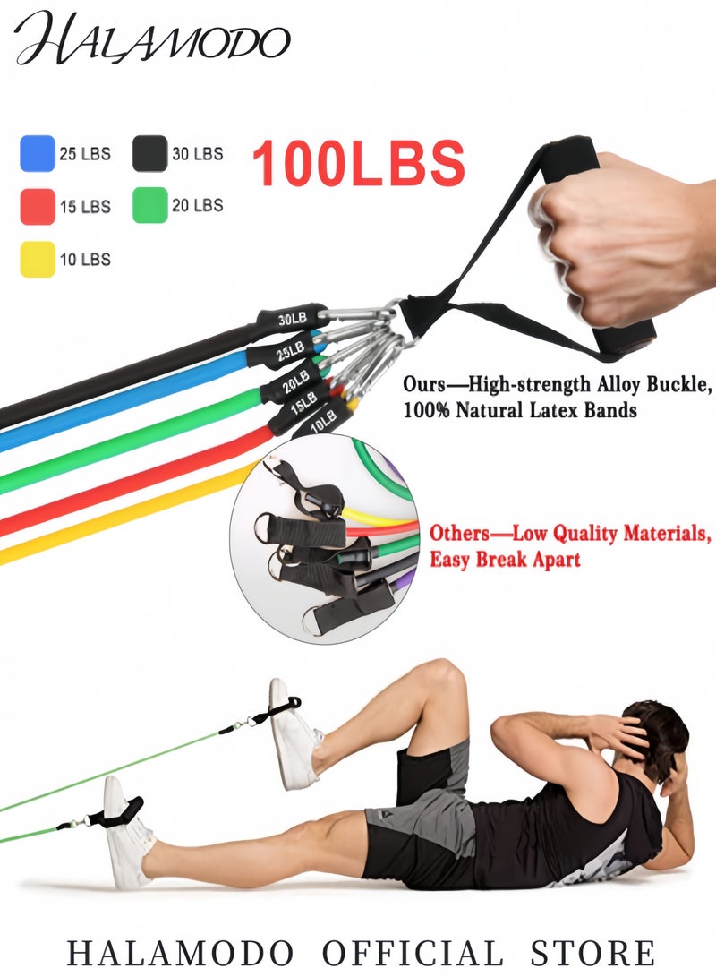 HALAMODO Resistance Bands Set Exercise Band Workout Bands for Working Out with Handles for Men & Women Fitness Strength Training Home Gym Equipment - Image 2